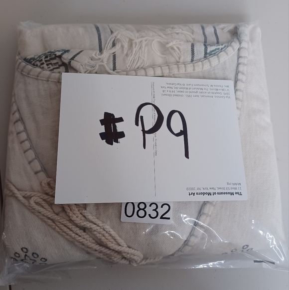 Anthropologie Farm Rio White Geometric Embroidered Aztec Tassel Cotton Poncho - Picture 13 of 16